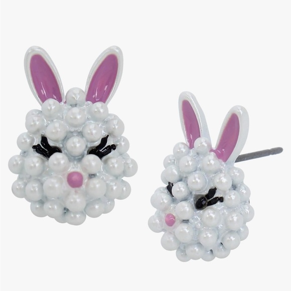 Betsey Johnson Fluffy Bunny post earrings NWT - Picture 3 of 8